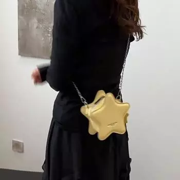 Роскошная женская сумка через плечо из искусственной кожи карамельного цвета с небольшой цепочкой в форме звезды 16.5x7x16.5cm зелёный