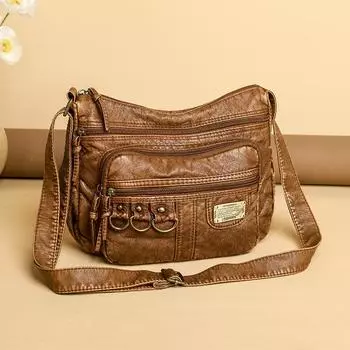 Роскошная женская сумка через плечо из мягкой кожи в стиле ретро, в европейском и американском стиле, уличная мода, большая вместимость, повседневная женская сумка через плечо