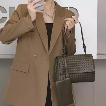 Роскошная женская сумка через плечо ручной работы: Элегантный, универсальный и модный для осени и зимы 27x11x17 кофейный