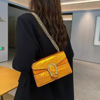 Роскошная женская сумка-мессенджер с цепочкой, дизайнерская женская сумка-раскладушка с двумя отделениями, глянцевая модная сумка через плечо