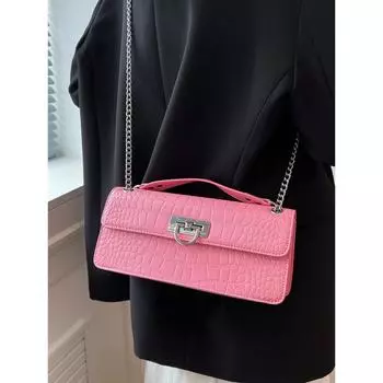 Роскошная женская сумка с крокодиловым узором, модная сумка через плечо из искусственной кожи с цепочкой, однотонная женская сумка с клапаном, маленькая квадратная упаковка