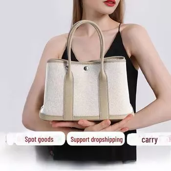 Роскошная женская сумка-тоут Garden Tote из кожи и холста контрастного цвета