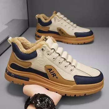 Роскошная зимняя обувь, мужские повседневные кроссовки, очень теплые плюшевые зимние ботинки для мужчин, обувь для тенниса, скейтборда, обувь с высоким берцем 39 хаки