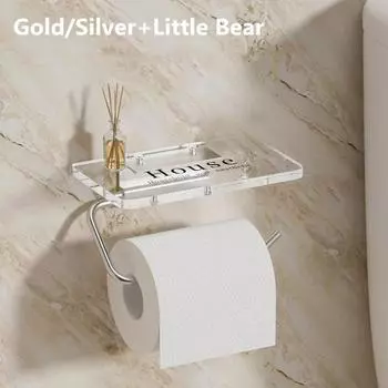Роскошная золотая полка для туалетной бумаги, утолщенный акриловый держатель для рулонной бумаги, вешалка для салфеток, аксессуары для ванной комнаты серебряный