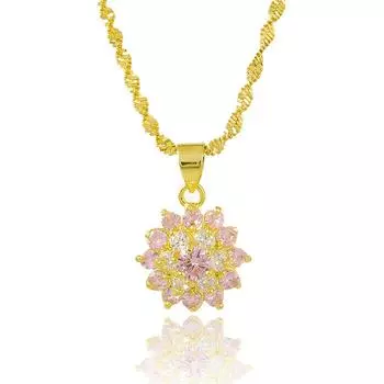 Роскошное 24-каратное настоящее золотое ожерелье с гальваническим покрытием, инкрустация порошком циркона и кристаллами, золотое ожерелье для женщин, очаровательные ювелирные изделия, подарок