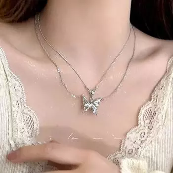 Роскошное элегантное ожерелье с подвеской в виде бабочки и кисточками для женщин и девочек, изысканный темперамент, ключичная цепочка, аксессуары, подарки as the picture