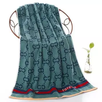 Роскошное банное полотенце из длинноволокнистого хлопка — большое, мягкое, впитывающее, плотное, жаккардовое, окрашенное в пряже, не ворсистое 70*140 cm зелёный