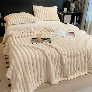 Роскошное бархатное одеяло, сверхмягкий чехол для подушки, искусственный мех, двухсторонняя плюшевая наволочка, чистый цвет, супертеплый диван-кровать, офисный сон, зимнее одеяло S