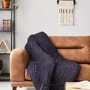 Роскошное бесшовное хлопковое гравитационное одеяло с пряжей, удобное толстое акриловое гравитационное одеяло ручной работы, ковер для дивана, одеяло 60 60cm светло-серый