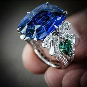 Роскошное большое квадратное женское кольцо на палец для вечеринки, банкета, ювелирный декор US 8 серебряный