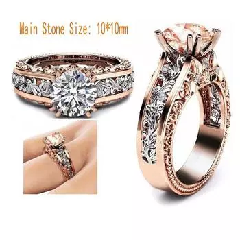 Роскошное цветочное кольцо для женщин с цирконием круглой огранки 10 мм, романтические свадебные обручальные кольца, ювелирные изделия, размер #5-12 10