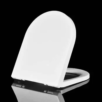 Роскошное D-образное сиденье для унитаза Сверхпрочное Белое С плавным закрыванием Петли с верхним креплением Инструмент