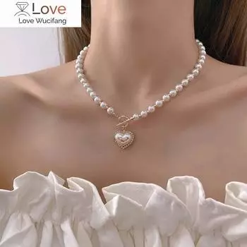 Роскошное дизайнерское ожерелье с жемчужным сердцем, колье-чокер с бусинами, подвесное ожерелье с цепочкой, подарок на День святого Валентина подружке невесты, ювелирные изделия в стиле бохо