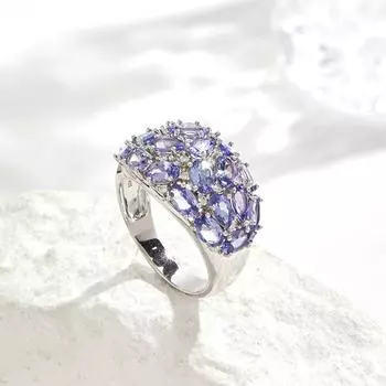 Роскошное дизайнерское шикарное огромное серебряное кольцо из натурального драгоценного камня танзанит, модные украшения для женщин, подарок на свадьбу, юбилей и вечеринку us ring size 8# синий