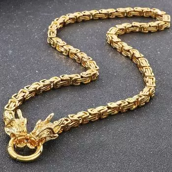 Роскошное длинное ожерелье из нержавеющей стали золотого цвета 316L с китайским драконом для мужчин, ширина 6 мм, длина 72 см, модный ювелирный аксессуар 72CM серебряный