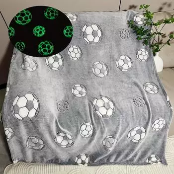 Роскошное футбольное одеяло, светящееся в темноте — мягкая и уютная фланель для любого времени года | Лучший подарок для любителей спорта | Идеально подходит для дивана, кровати 40 * 60 inches/100 * 150cm