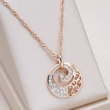 Роскошное глянцевое текстурированное круглое ожерелье с подвеской из циркона для женщин, винтажные свадебные украшения