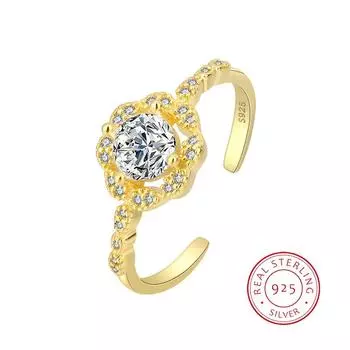 Роскошное кольцо для пары из 18-каратного золота с цветами в руках, кольцо из стерлингового серебра для помолвки, свадебный подарок, ювелирные изделия, кольца из стерлингового серебра 925 пробы для женщин, кольцо для пары Resizable жёлтый