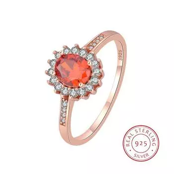 Роскошное кольцо для пары с розой и величием, рубиновое кольцо для женщин, серебро S925, подарок на годовщину, ювелирные изделия, кольца с цирконом, свадебные украшения 6 красный