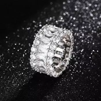 Роскошное кольцо для женщин, обручальные кольца, полукруг, блестящий кубический цирконий, нежный подарок для леди, помолвка, рождественские украшения 6 белый