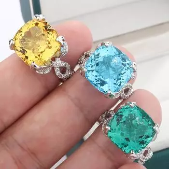 Роскошное кольцо для женщин, стильное, красочное, блестящее кольцо с цирконием класса ААА, изысканное, ювелирное украшение для вечеринки, свадебное, обручальное кольцо для невесты зелёный