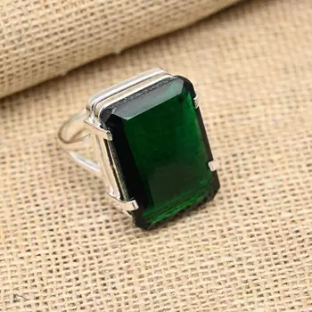 Роскошное кольцо из стерлингового серебра 925 пробы с хром-диопсидом и драгоценным камнем ручной работы для нее 4 зелёный