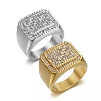 Роскошное кольцо на палец в стиле хип-хоп для мужчин, титановая сталь, вакуумное покрытие, ювелирные изделия с бриллиантами, золотое кольцо в стиле панк-рэпер для мужчин 7