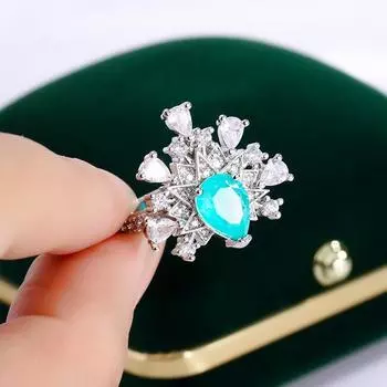 Роскошное кольцо премиум-класса с каплями небесно-голубого цвета и бриллиантами, сладкий темперамент, стильные украшения премиум-класса для банкета для женщин 7 синий