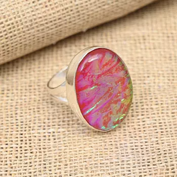 Роскошное кольцо ручной работы с красным австралийским тройным опалом из стерлингового серебра 925 пробы 4 красный