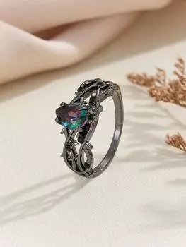 Роскошное кольцо с черным кубическим цирконием в форме пистолета, креативное кольцо с виноградной лозой, классические свадебные новые ослепительные женские аксессуары, ювелирные изделия 5