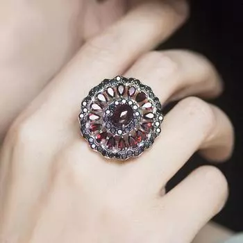 Роскошное кольцо с натуральным гранатом, стерлинговое серебро 925 пробы, кабошон огранки 9*7 мм, ювелирные изделия из драгоценного камня для женщин, подарок маме us ring size 7# красный