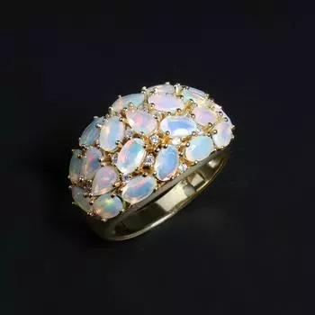 Роскошное кольцо с опалом 3,8 карата, чистое серебро 925 пробы, натуральные Эфиопии, разноцветные драгоценные камни, изысканные украшения для женщин, жены, мамы, хороший подарок us ring size 8# жёлтый
