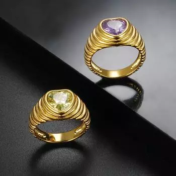 Роскошное кольцо с сердечком из нержавеющей стали 316 для женщин, высококачественные кольца с персиковым сердечком и цирконием, кольца на палец, ювелирные изделия 7