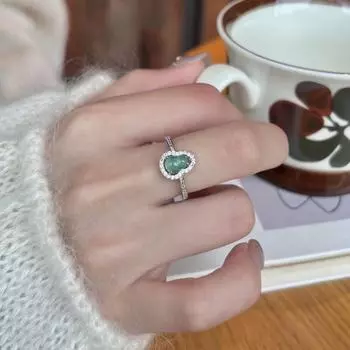 «Роскошное кольцо-тыква с бриллиантами в китайском стиле»: «Высококачественный, нишевый дизайн одежды для женщин» Silver зелёный