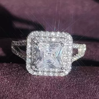 Роскошное кольцо Женское кольцо Винтажное женское кольцо No. 6 серебряный