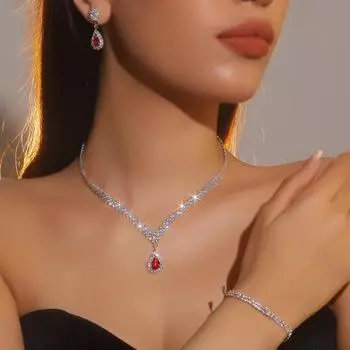 Роскошное колье с бриллиантами класса люкс, серьги, браслет, аксессуары для выпускного вечера, свадебные украшения.