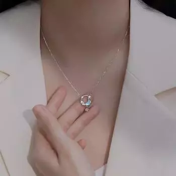 Роскошное колье со стразами на ключицу, элегантное ожерелье с луной и бабочкой, кулон для женщин и девочек, вечерние свадебные украшения, аксессуары