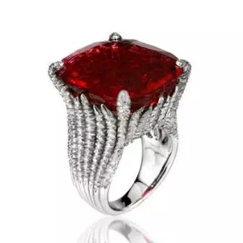 Роскошное красное женское кольцо, геометричное властное кольцо, щедрое украшение для женщин 6