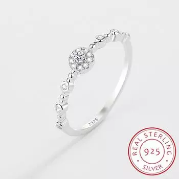 Роскошное круглое кольцо с бриллиантом для женщин, настоящее серебро S925 с цирконом, обручальное кольцо, подарок на день Святого Валентина, ювелирные аксессуары 6 серебряный