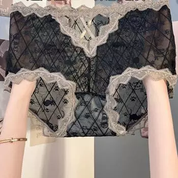 Роскошное кружевное нижнее белье для женщин, сексуальные удобные треугольные трусики со средней талией M белый