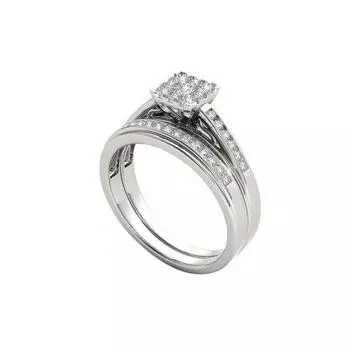 Роскошное квадратное циркониевое двухслойное обручальное кольцо невесты, свадебные украшения на палец US 8 серебряный