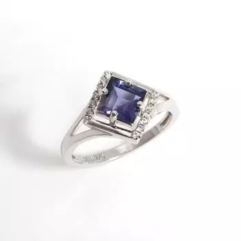 Роскошное квадратное кольцо с натуральным кордиеритом из стерлингового серебра 925 пробы, ювелирные украшения для женщин, подарки на юбилей, банкет и вечеринку US RING SIZE:6# синий