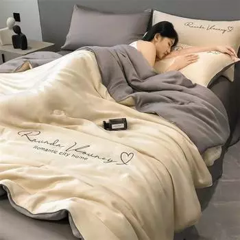 Роскошное летнее одеяло из стираного шелка серии Midsummer с вышивкой, однолетнее прохладное одеяло, одеяло, постельное белье 2Pillowcase 48x74cm