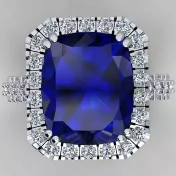 Роскошное модное стандартное кольцо из стерлингового серебра с синим бриллиантом, обручальное свадебное кольцо для невесты, размер 6-11 11 синий