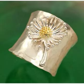 Роскошное новое модное женское кольцо с цветочным узором «Маргаритка» No.8 серебряный