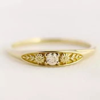 Роскошное Новое Простое и Модное Женское Кольцо на Мизинец Итальянское Матовое Кольцо с Цветком Золотого Цвета Свежие Украшения No. 6