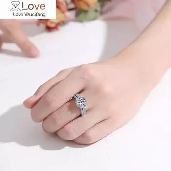 Роскошное обручальное кольцо с муассанитом 3,0 карата, круглые бриллиантовые обручальные кольца с ореолом для женщин, свадебные украшения, коробка в комплекте 20