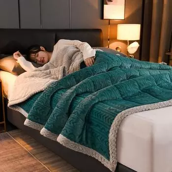 Роскошное одеяло для кровати, зимнее теплое пушистое супермягкое флисовое бархатное стеганое одеяло, утепленное двустороннее антистатическое покрывало для дивана 150x200cm 59x79inch