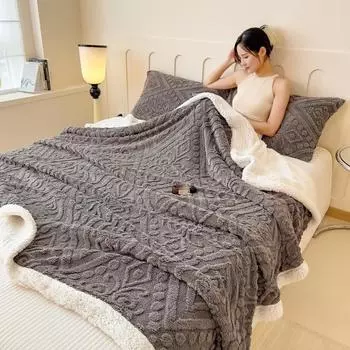 Роскошное одеяло из шерпы, уютное, мягкое, легкое, плед для мальчика и девочки, молочный бархат, овечья шерсть, теплое одеяло, подарок на осень-зиму 100x150cm(39x59inch)
