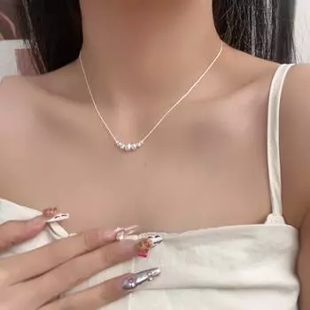 Роскошное ожерелье из бусин кошачий глаз — элегантный и уникальный корейский дизайн для женщин null